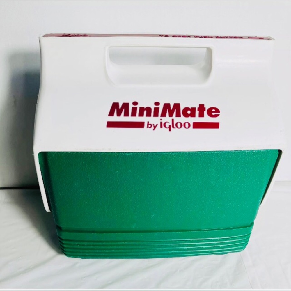 Vintage 90s Igloo MiniMate Cooler  Lunch Box White Green Red